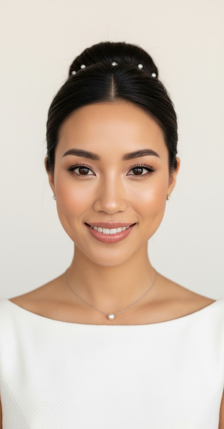 After High Bun Hairstyle For Wedding